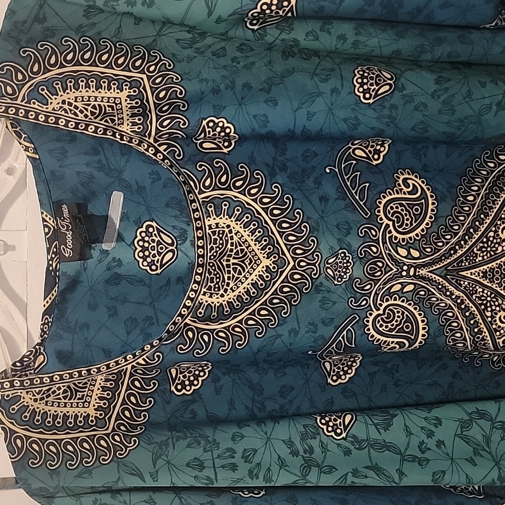 Good Times Green Blue And Gold Kaftan Size One Size Fits Most - Picture 2 of 3